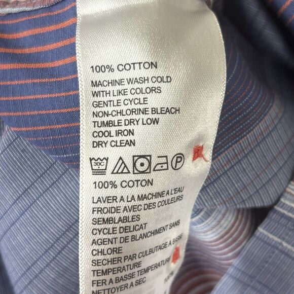 Tommy Bahama Shirt Mens Large‎ Blue Pink Stripe Logo Button Up 100% cotton - Picture 10 of 14